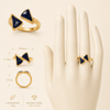 Swarneva Aura Prism Open Ring catalog card mannequin display, gold blue prism adjustable ring