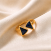 Swarneva Aura Prism Open Ring gold-tone dual blue prism stones open adjustable band, 4.5g product photography