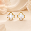 Swarneva gold-tone stainless steel crystal floral bloom stud earrings, 14mm x 14mm