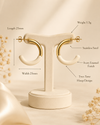 Swarneva stainless steel two-tone hoop earrings on display, 25mm x 25mm, weight 11.5 grams