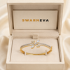 Flora Twine Bracelet in gold alloy, L48 x W54 mm, displayed inside premium Swarneva jewelry box.