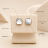 Swarneva gold-tone stainless steel ivory mother-of-pearl stud earrings on display, 12mm x 12mm, weight 4.1 grams
