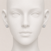 White silicone head with Swarneva Micro-Pave Oval Solitaire Earring – close-up of oval solitaire with continuous micro-pave halo, 3.1g