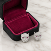 Swarneva Panther Ruby Eyes Studs in premium box – animal motif with pink ruby contrast