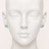 White silicone head with Swarneva Round Brilliant Halo Studs – close-up white solitaire with subtle blue transparent halo, 4.3g