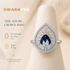 Jewelry hand mannequin displaying The Azure Crown Ring in 925 sterling silver, 12 x 18 mm, 5.5 grams