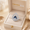 The Azure Crown Ring in premium Swarneva jewelry box, 925 sterling silver blue stone ring, 12 x 18 mm