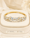 Swarneva The Baroque Motif Bracelet on wrist mannequin, gold alloy bracelet with cubic zirconia, 45 x 55 mm, 8.2 grams