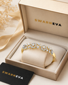 Swarneva The Baroque Motif Bracelet in premium jewelry box, gold alloy cubic zirconia bracelet, 45 x 55 mm