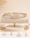 Wrist mannequin displaying The Ceres Bracelet in gold alloy, 45 x 55 mm, 9.2 grams