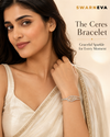 Indian female model styling The Ceres Bracelet two-tone gold alloy CZ bracelet, 45 x 55 mm