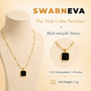 Swarneva The Noir Cube Necklace — dummy catalog card, matte black square pendant necklace display