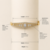 Swarneva The Ritz Silhouette Bracelet on wrist mannequin, gold alloy cubic zirconia bracelet, 45 x 55 mm, 8.1 grams