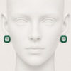 White silicone head with Swarneva Valencia Emerald Earring – close-up white center solitaire surrounded by green imitation diamonds, 4.8g