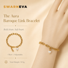 Swarneva Aura Baroque Link Bracelet mannequin catalog card, chunky oval chain pearl heart 14.5g