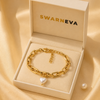 Swarneva Aura Baroque Link Bracelet in premium cream luxury jewelry gift box