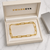 Swarneva Aura Linear Link Bracelet in premium cream luxury jewelry gift box