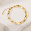 Swarneva Aura Linear Link Bracelet bold rectangular paperclip gold-tone chain 11.5g adjustable product photography