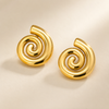 Swarneva Aura Vortex Studs chunky gold spiral sculptural stud earrings 30x26mm 9.5g product photography