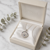 Swarneva Celestial Eye Medallion Necklace in premium cream luxury jewelry gift box