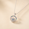 Swarneva Celestial Eye Medallion Necklace multicolor evil eye medallion silver pendant product photography
