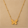 Swarneva Dainty Butterfly Necklace sculpted 3D gold butterfly satellite chain pendant 22mm 4.5g product photography