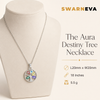 Swarneva Destiny Tree Evil Eye Silver Necklace mannequin catalog card, silver tree evil eye pendant