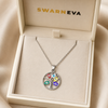 Swarneva Destiny Tree Evil Eye Silver Necklace in premium cream luxury jewelry gift box