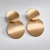 Swarneva Double Disc Drop Earrings brushed rose gold-tone sculptural double disc 48x28mm 13g product photography
