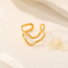 Swarneva Fluid Wave Ring double thin-wire gold-tone organic wave bands adjustable 2.1g product photography