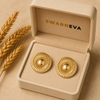 Swarneva Fluted Dome Studs in premium cream luxury jewelry gift box