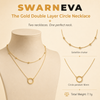 Swarneva Gold Double Layer Circle Necklace mannequin catalog card, double layer satellite chain circle pendant