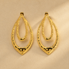 Swarneva Gold Hammered Double Teardrop Earrings layered hammered gold teardrop frames 50x26mm 10g product photography