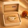 Swarneva Infinity Crystal Baguette Ring in premium cream luxury jewelry gift box