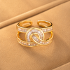 Swarneva Infinity Crystal Baguette Ring wide double band baguette crystals interlocking loop 20mm 8.5g product photography