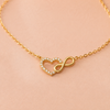 Swarneva Infinity Heart Necklace crystal heart outline infinity symbol gold pendant 14mm 3.8g product photography