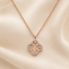 Swarneva Lumina Filigree Necklace rose gold crystal filigree quatrefoil pendant, 15x15mm product photography
