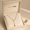 Swarneva Minimalist Ball Drop Y-Necklace in premium cream luxury jewelry gift box