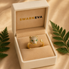 Swarneva Panther Green Eye Ring in premium cream luxury jewelry gift box