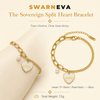 Swarneva Sovereign Split Heart Bracelet mannequin catalog card, mixed chain heart charm pearl 7.5g
