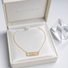 Swarneva Three Stone Slide Bar Necklace in premium cream luxury jewelry gift box