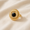 Swarneva Vintage Gold Sunburst Cocktail Ring black onyx center adjustable statement ring product photography