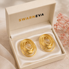 Swarneva Vortex Statement Studs in premium cream luxury jewelry gift box