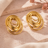 Swarneva Vortex Statement Studs multi-oval swirl mirror-polished gold earrings 38x28.5mm 8.5g product photography